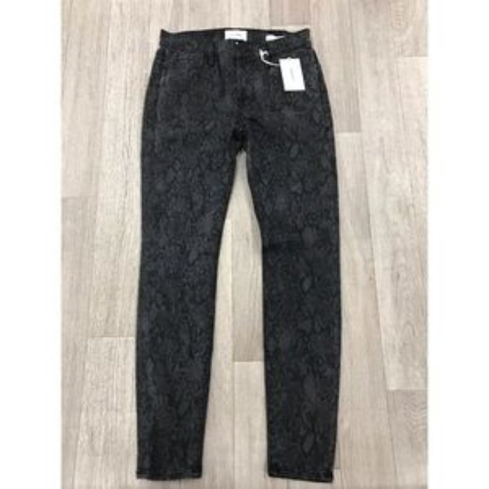 FRAME DENIM Black Python Print Skinny Jeans - Picture 2 of 4